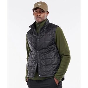Barbour Mens XL Quilted Puffer Vest Black Thermore Insulation Full Snap